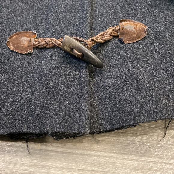 VTG Talbots Charcoal Gray 100% Wool Lined SHORTENED Coat Toggle Style Buttons - Picture 7 of 14